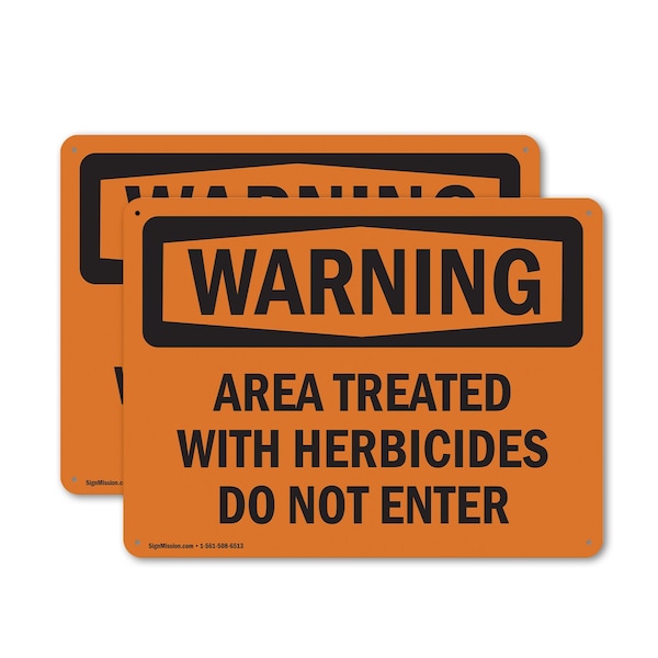 Signmission Treated With Herbicides Do Not Enter OSHA Warning Sign, Plastic, 10in W x 7in L, 2PK OS-2PACK-WS-P-710-L-12437 - main